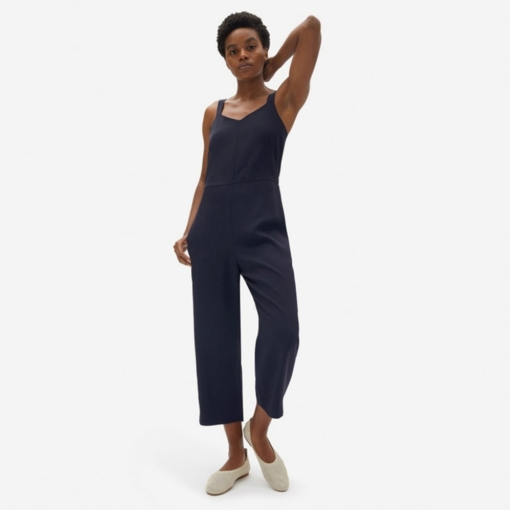 Everlane Navy Japanese Goweave Slip Jumpsuit in 00